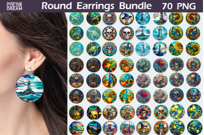 Stained Glass Round Earrings Bundle | Earrings Bundle PNG