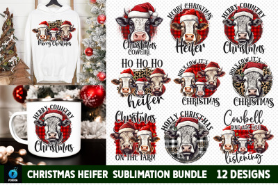 Christmas Heifer  Sublimation Bundle