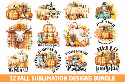 12 Fall Sublimation Designs Bundle