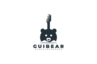 Bear Shaped Guitar logo abstract vector design template