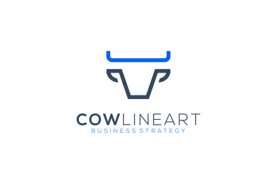 Cow Face Line Art logo abstract vector design template