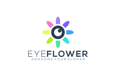 Eye Shaped Flower logo abstract vector design template