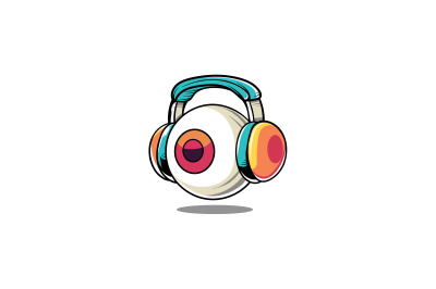 Headphone On Eyeball logo abstract vector design template