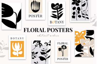 Abstract modern FLORAL POSTERS