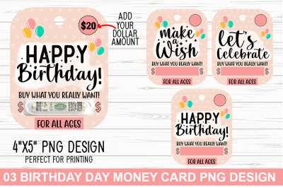 Birthday Day Money Card PNG Design