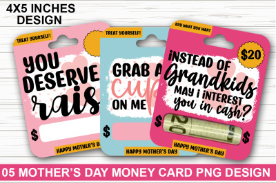 Mothers day Money Card PNG Design