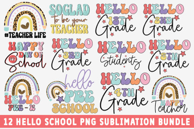 12 Hello School PNG Sublimation Bundle