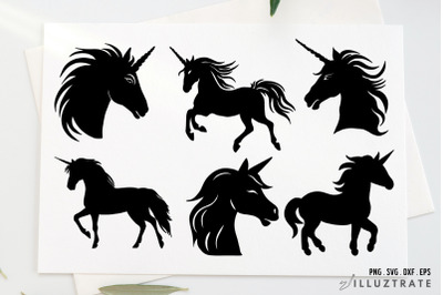 Unicorn Silhouette SVG Cut Files | Unicorn Head Silhouette SVG