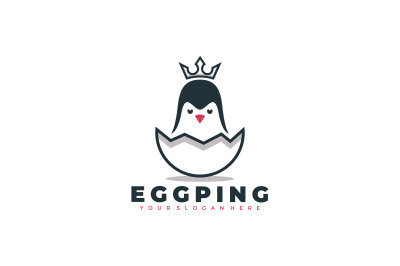 King Penguin In Egg logo abstract vector design template