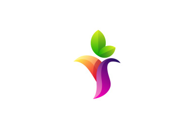 Leaf Shape Flower logo abstract vector design template