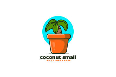 Small Coconut Tree In Flower Pot logo abstract vector design template