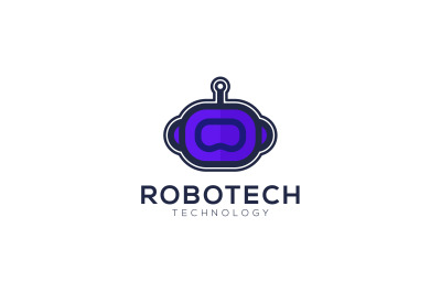 Tech Robot logo abstract vector design template