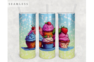 Cupcakes Tumbler Wrap, 20 Oz Skinny Tumbler Sublimation Design