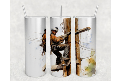 Lineman Tumbler Wrap, 20 Oz Skinny Tumbler Sublimation Design