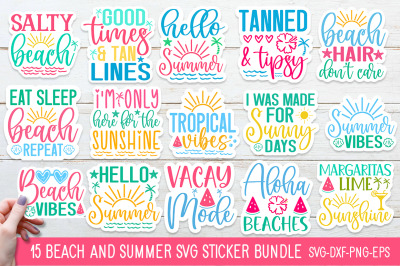 Beach and summer PNG sticker bundle