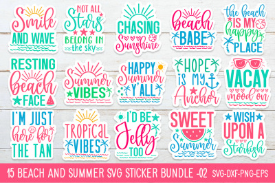 Beach and summer svg sticker bundle