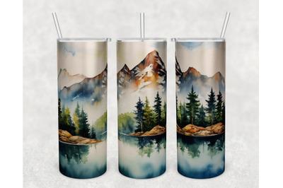 Mountains Tumbler Wrap, 20 Oz Skinny Tumbler Sublimation Design