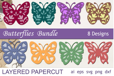 3d layered papercut flowers butterflies svg bundle