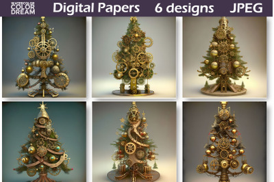 Christmas Tree Illustration | Christmas Tree Steam Punk