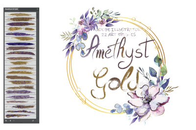 Amethyst &amp; Gold Illustrator Brushes