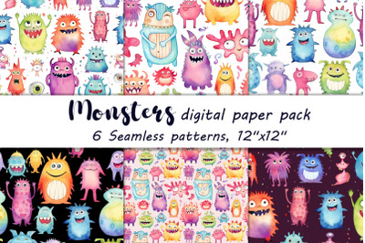 Watercolor Monster Patterns
