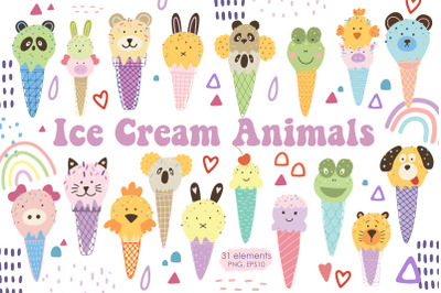 Ice Cream Animals Clipart