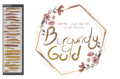 Burgundy &amp; Gold Illustrator Brushes