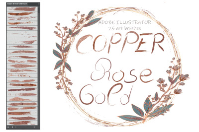 Copper &amp; Rose Gold Illustrator Brushes