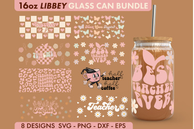 Teacher SVG Bundle 16 oz Libbey Glass Can Wrap PNG