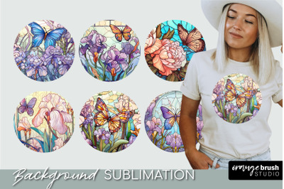 Butterfly Round Sublimation Stained Glass Background