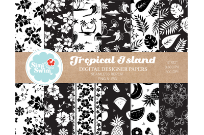 Tropical Island Digital Paper, Summer Digital Paper, Summer Patterns,