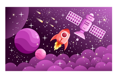 Space Objects Vector Illustration