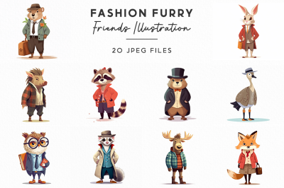 Fashion Furry Friends Illustration