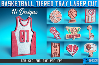 Basketball Tiered Tray Laser Cut SVG| Tiered Tray Laser Cut SVG Design