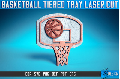 Basketball Tiered Tray Laser Cut SVG| Tiered Tray Laser Cut SVG Design