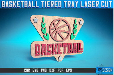 Basketball Tiered Tray Laser Cut SVG| Tiered Tray Laser Cut SVG Design