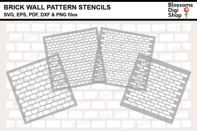 Brick Wall Pattern Stencils SVG, EPS, PDF, DXF &amp; PNG files