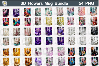 3D Flowers Mug Bundle | Flowers Mug Sublimation
