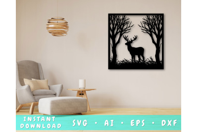 Deer Laser SVG Cut File&2C; Deer Hunting SVG&2C; Deer Glowforge&2C; Buck SVG