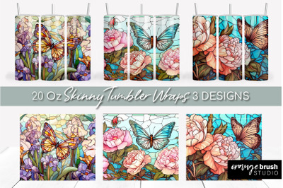 Butterfly Tumbler Wrap Stained Glass Sublimation Tumbler