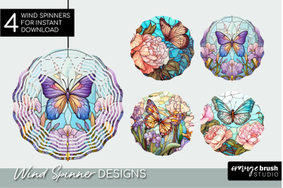 Butterfly Wind Spinner  Stained Glass Sublimation Bundle
