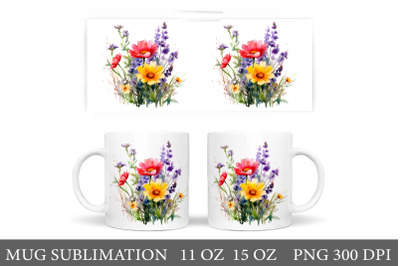 Wildflowers Mug Design. Wildflowers Sublimation. Flowers Mug