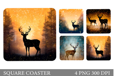Deer Square Coaster. Deer Sublimation. Deer Coaster Design