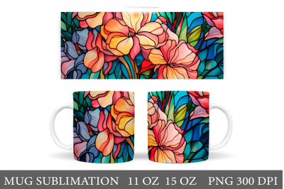 Stained Glass Flowers Mug. Stained Glass Flowers Sublimation