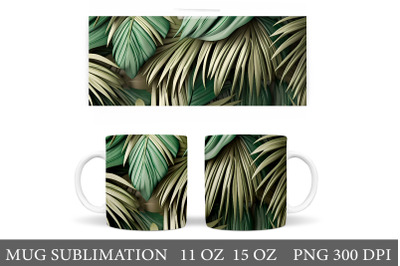 Palm Leaves Mug Design. Tropical Leaves Mug Sublimation