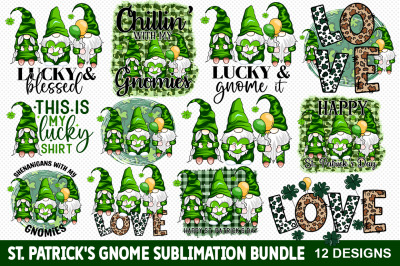 St. Patrick&#039;s Gnome PNG Sublimation Bundle