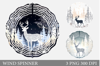 Reindeer Wind Spinner. Winter Landscape Wind Spinner Design