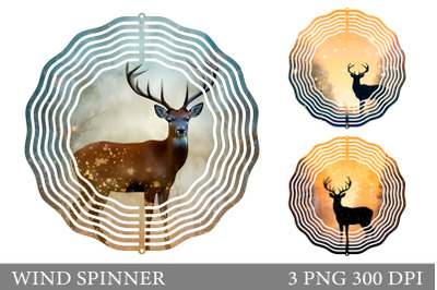 Reindeer Silhouette Wind Spinner. Winter Wind Spinner Design