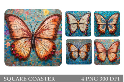 Butterfly Mosaic Square Coaster. Butterfly Square Coaster