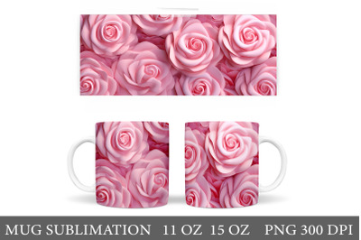 3D Rose Mug Wrap Design. 3D Flowers Rose Mug Sublimation